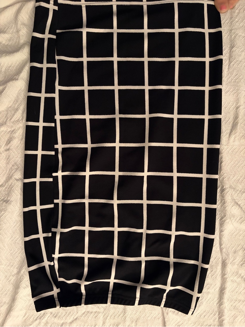 SHEIN Black Skirt with White Windowpane Grid
